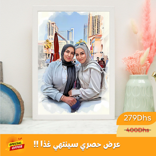 لوحة فنية بورتريه بالألوان